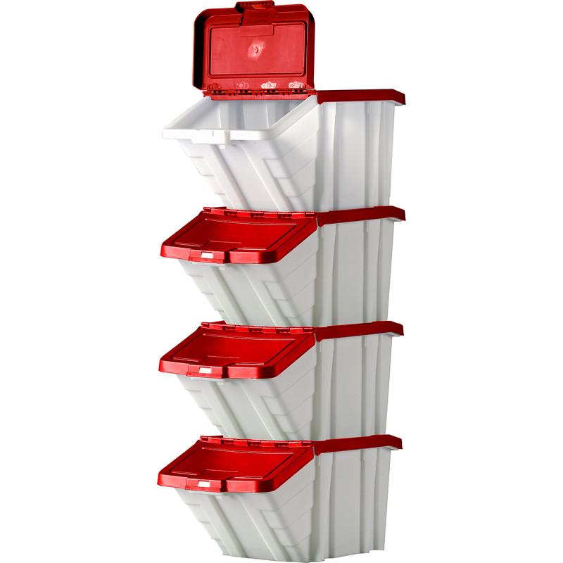 Robust Storage Bin 50L with Lid 345 x 400 x 635mm - Red Lid