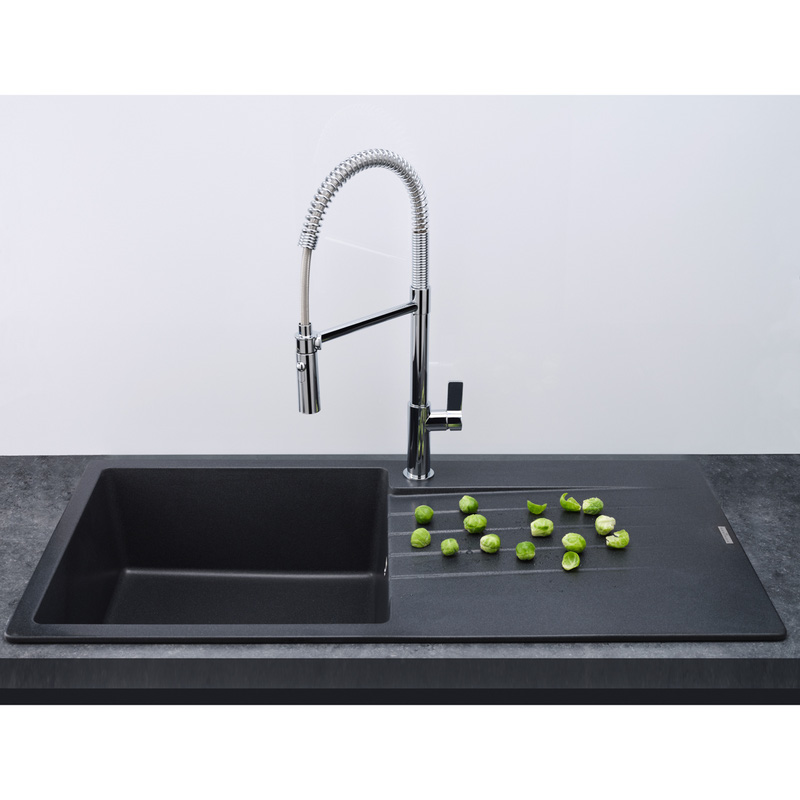 Reginox Harlem Reversible Composite Kitchen Sink & Drainer Single Bowl Black