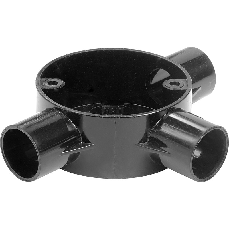 25mm PVC Conduit Box 3 Way Tee Box Black