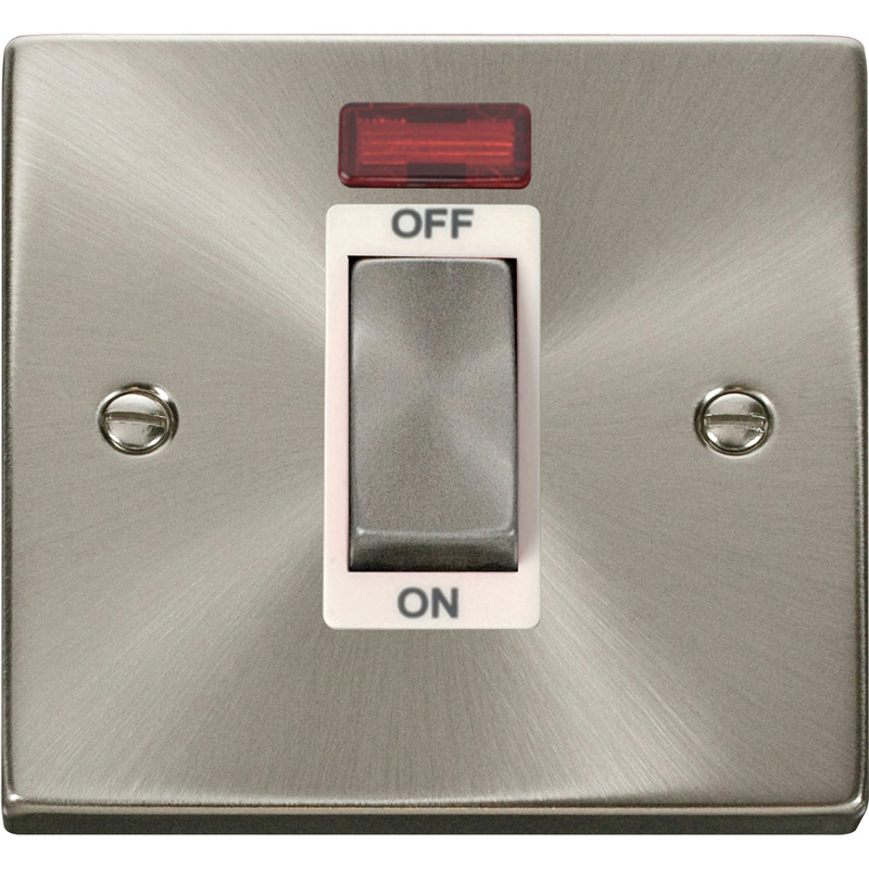 Click Deco Satin Chrome 45A DP Switch Neon