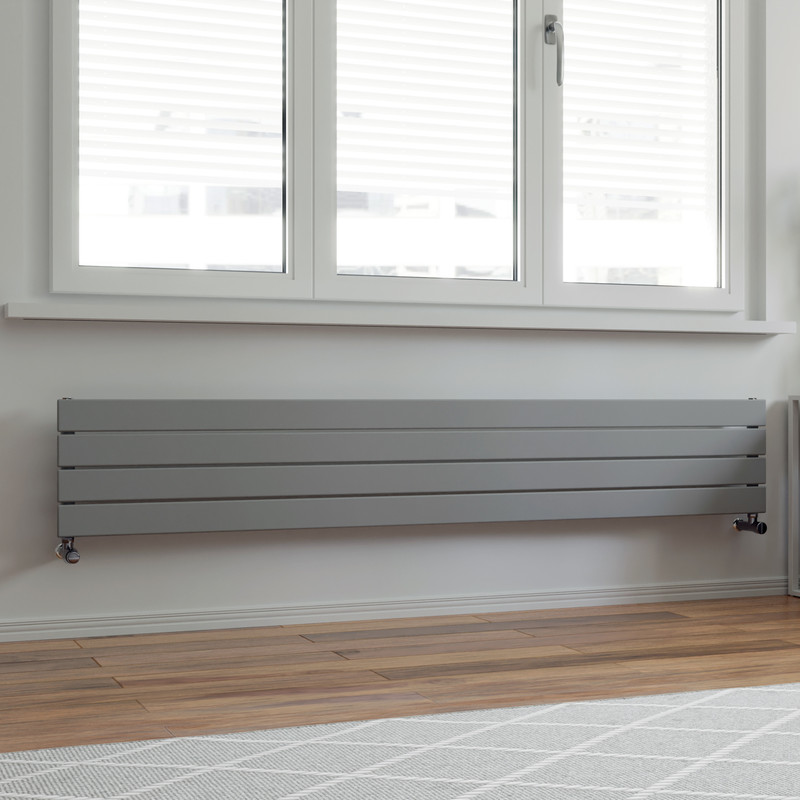 Ximax Oxford Single Horizontal Designer Radiator 295 x 1800mm 2075Btu Silver