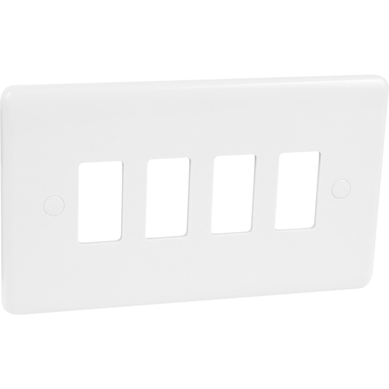 Wessex White Grid Face Plate 4 Gang