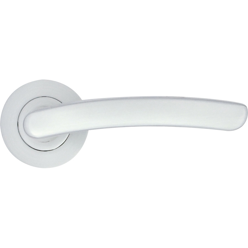Stanza Santiago Lever on Rose Door Handles Satin Chrome