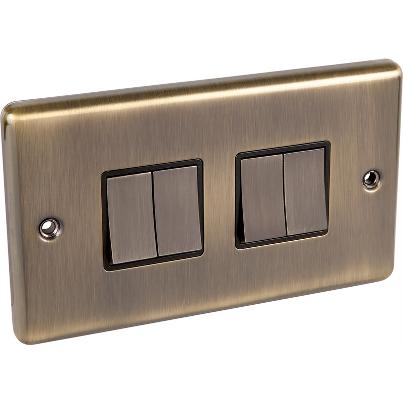 Antique Brass Switch 4 Gang 2 Way