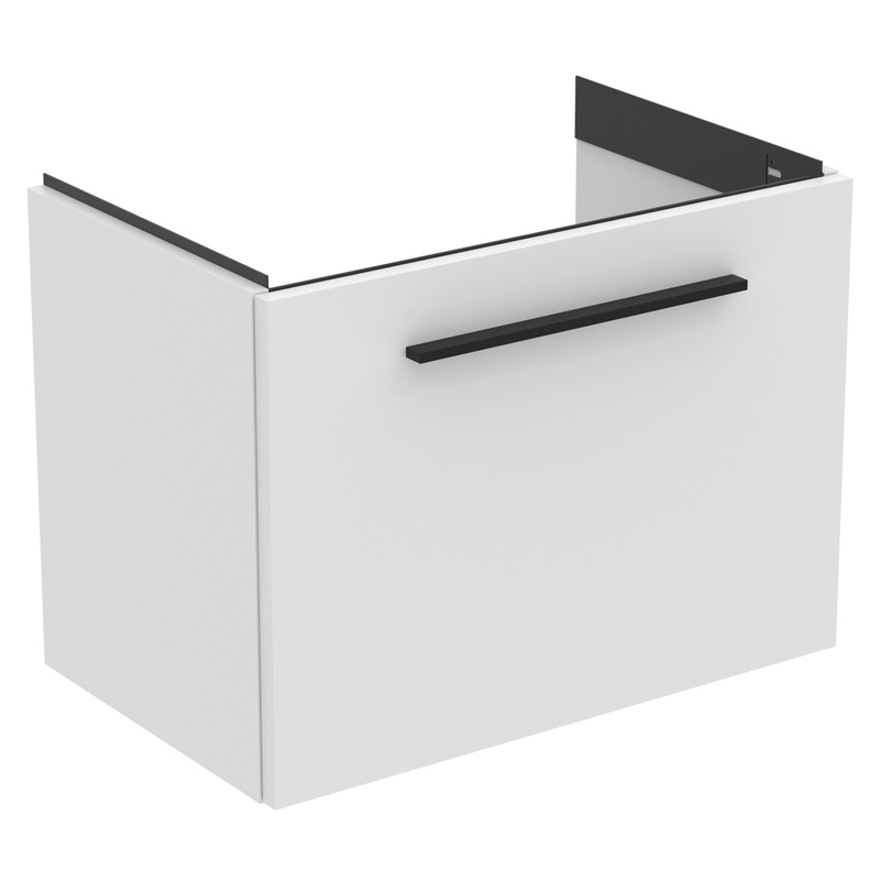 Ideal Standard i.life S Compact Wall Hung Vanity Unit with Basin Matt White 600mm with Matt Black Handle