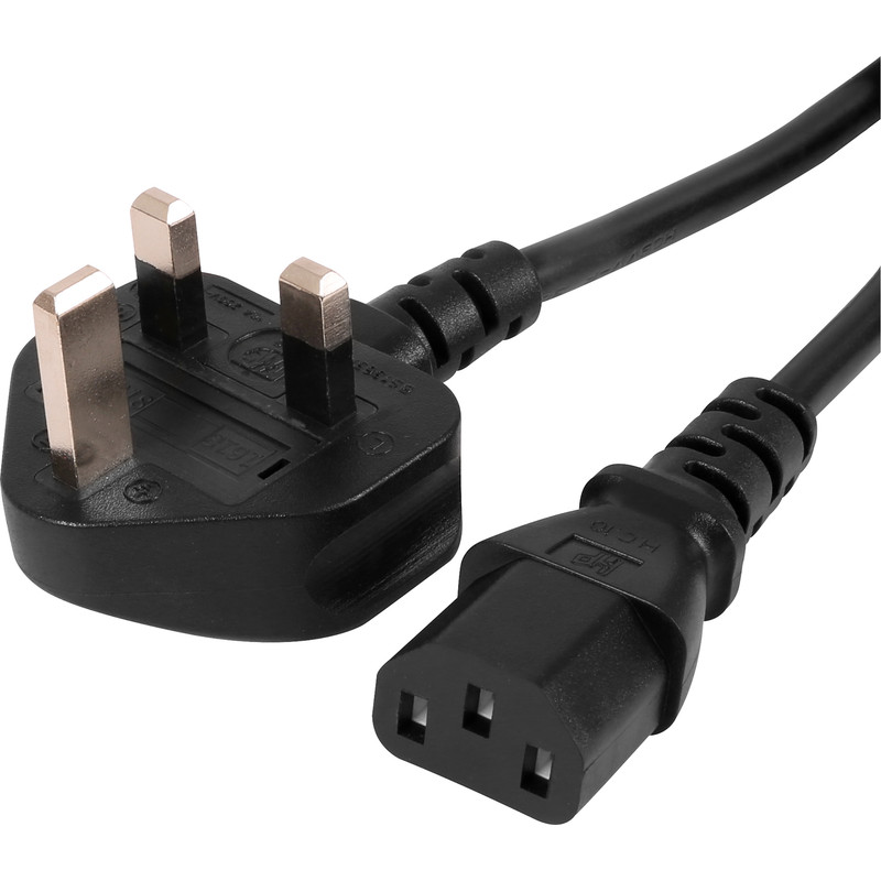 UK Plug To IEC Lead 2m Black 10A