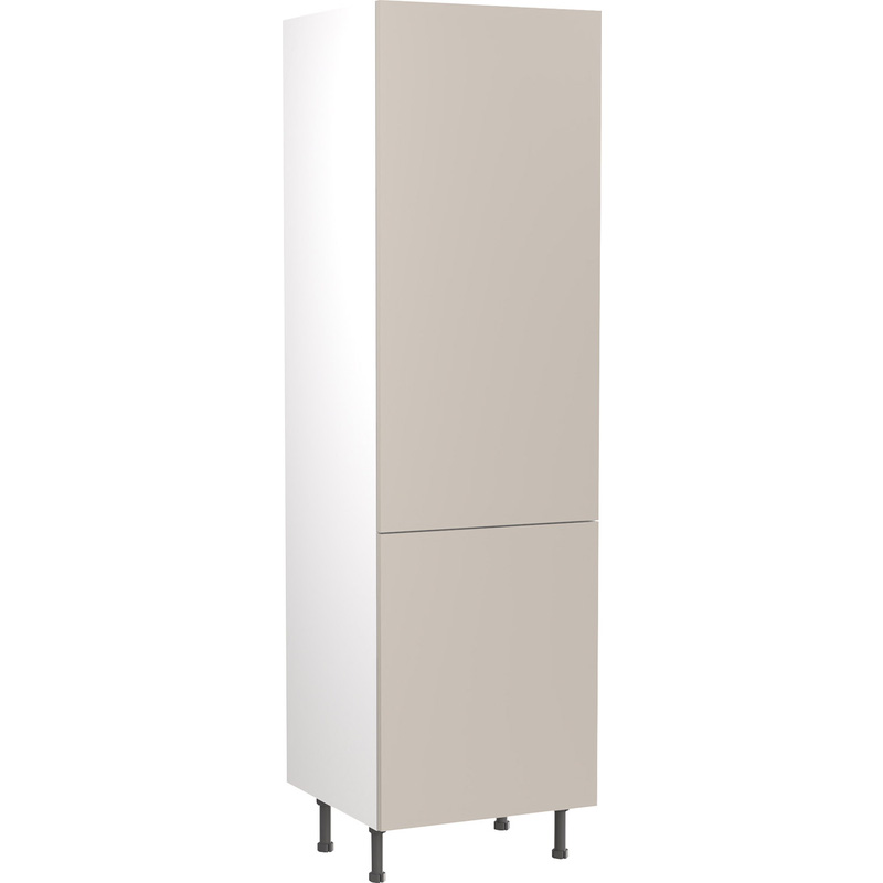 Kitchen Kit Flatpack Value Slab Kitchen Cabinet Tall Fridge & Freezer 70/30 Unit Matt Light Grey 600mm