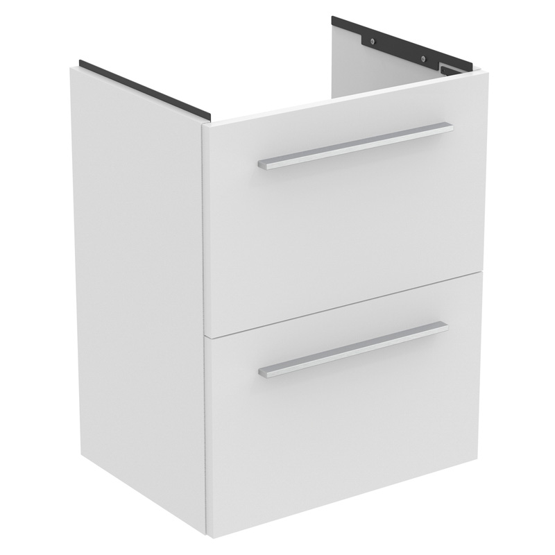 Ideal Standard i.life S Compact Wall Hung Vanity Unit with Basin Matt White 500mm with Brushed Chrome Handles