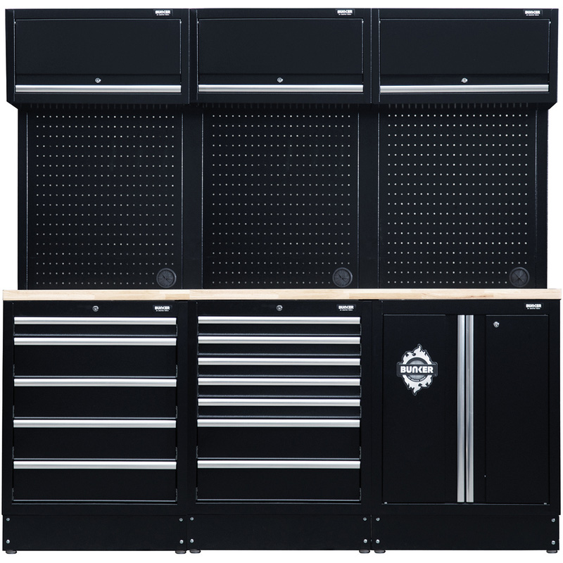 Draper BUNKER® Modular Storage Combo 14 PC with Hardwood Worktop