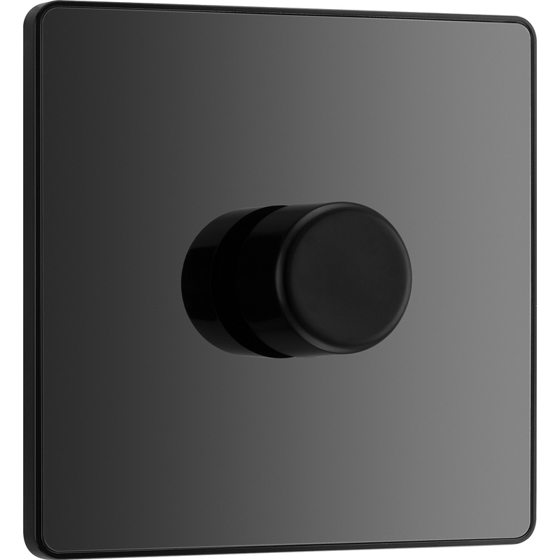 BG Evolve Black Chrome (Black Ins) Trailing Edge Led 200W Single Dimmer Switch, 2-Way Push On/Off