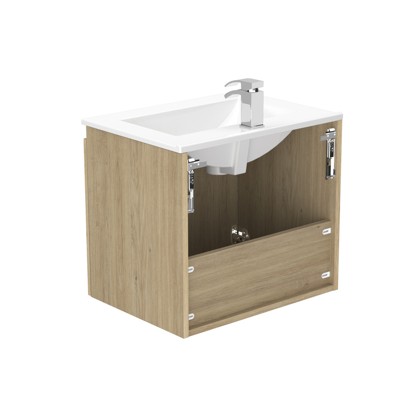 Newland Double Door Wall Hung Vanity Unit With Basin Natural Oak 600mm