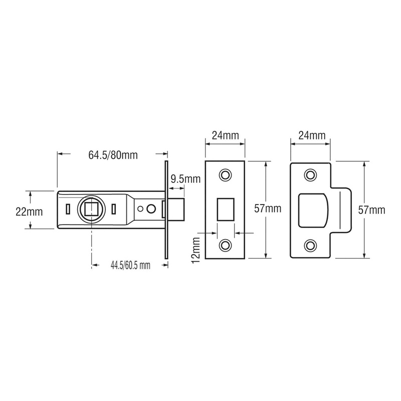 Yale Tubular Mortice Latch Brass 2.5in