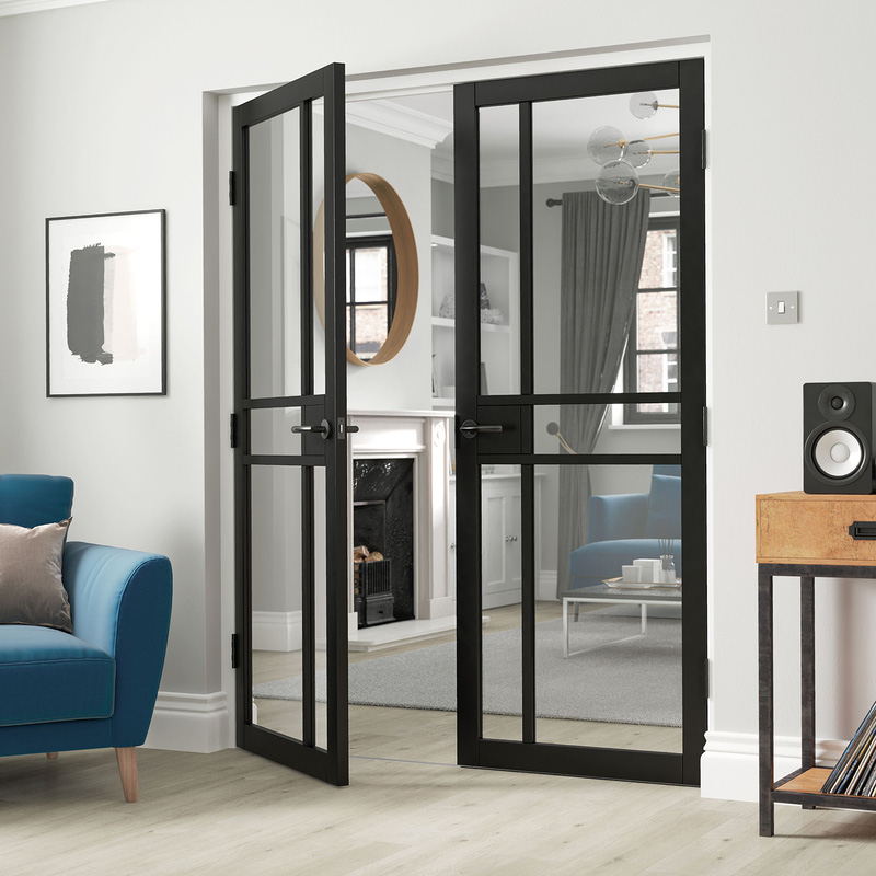 City Black Clear Glass Internal Door 35 x 1981 x 838mm