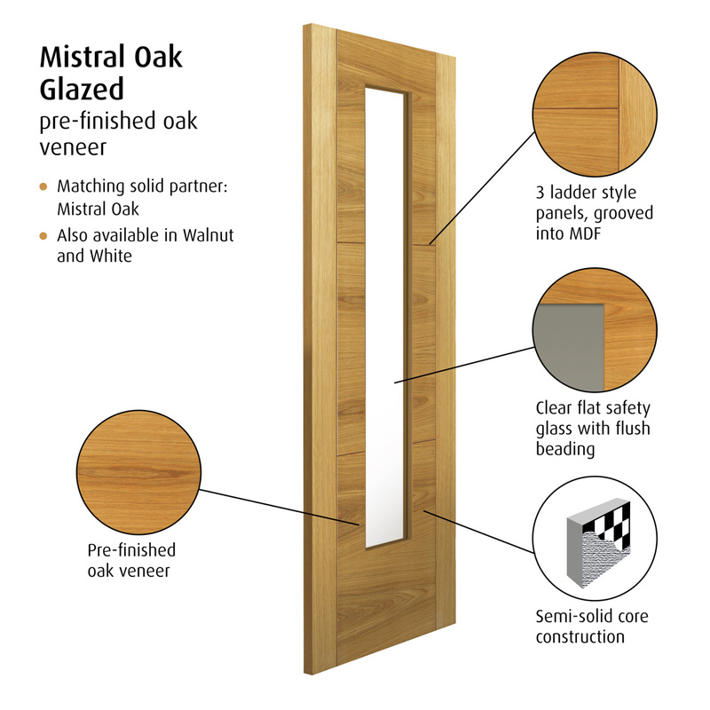 Mistral Oak Glazed Internal Door Pre-Finished 35 x 1981 x 686mm