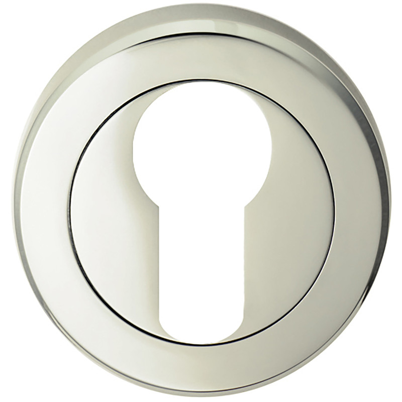 Serozzetta Euro Profile Escutcheon On Round Rose Polished Nickel