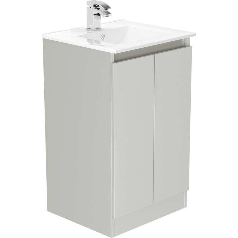 Newland Double Door Floor Standing Vanity Unit With Basin Pearl Grey 500mm