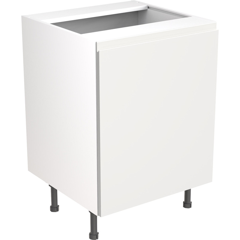 Kitchen Kit Flatpack J-Pull Kitchen Cabinet Base Sink Unit Super Gloss White 600mm