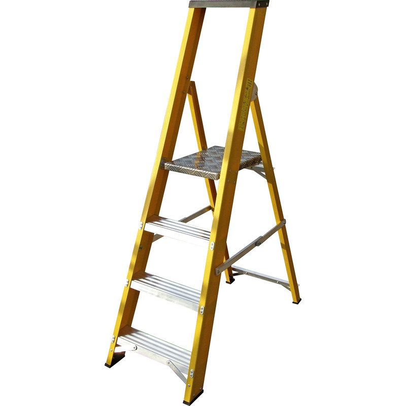 Lyte Heavy Duty Fibreglass Platform Step Ladder 4 Tread, Closed Length 1.56m