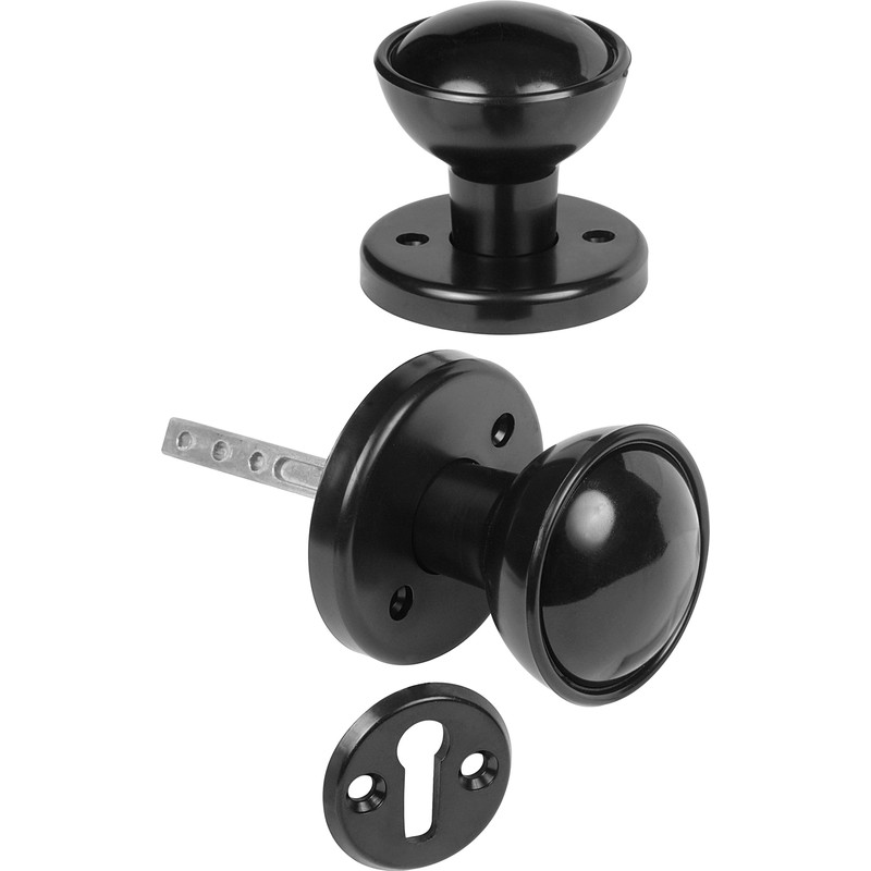 Mortice Knob Set Black