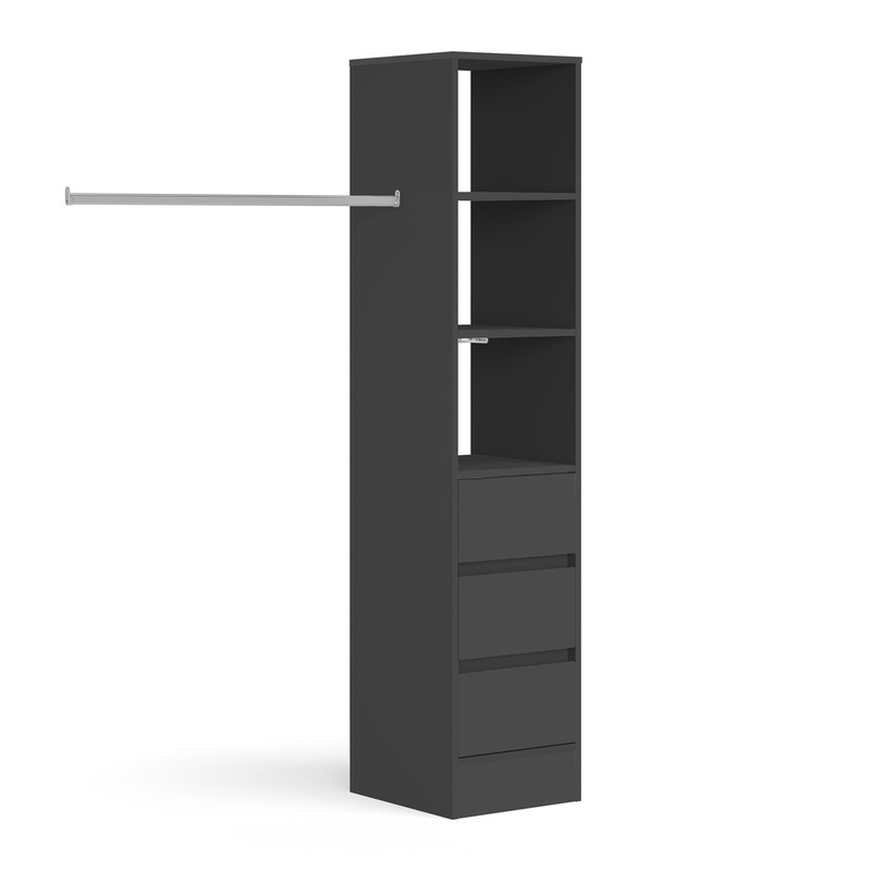 Spacepro 3 Drawer Tower Unit with 1 Hanger Bar Diamond Grey 2100 x 450 x 500mm