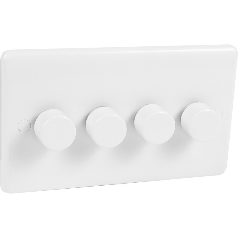 Wessex White LED Push Dimmer Switch 4 Gang 2 Way