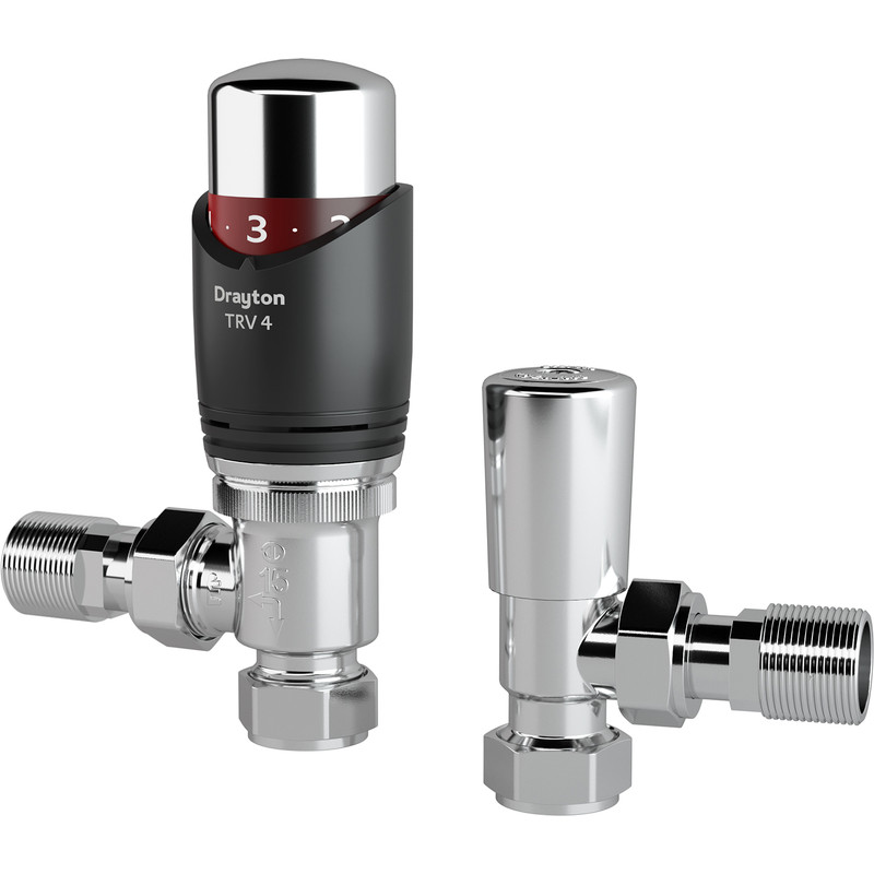 Drayton TRV4 Anthracite 15mm Angled with Lockshield