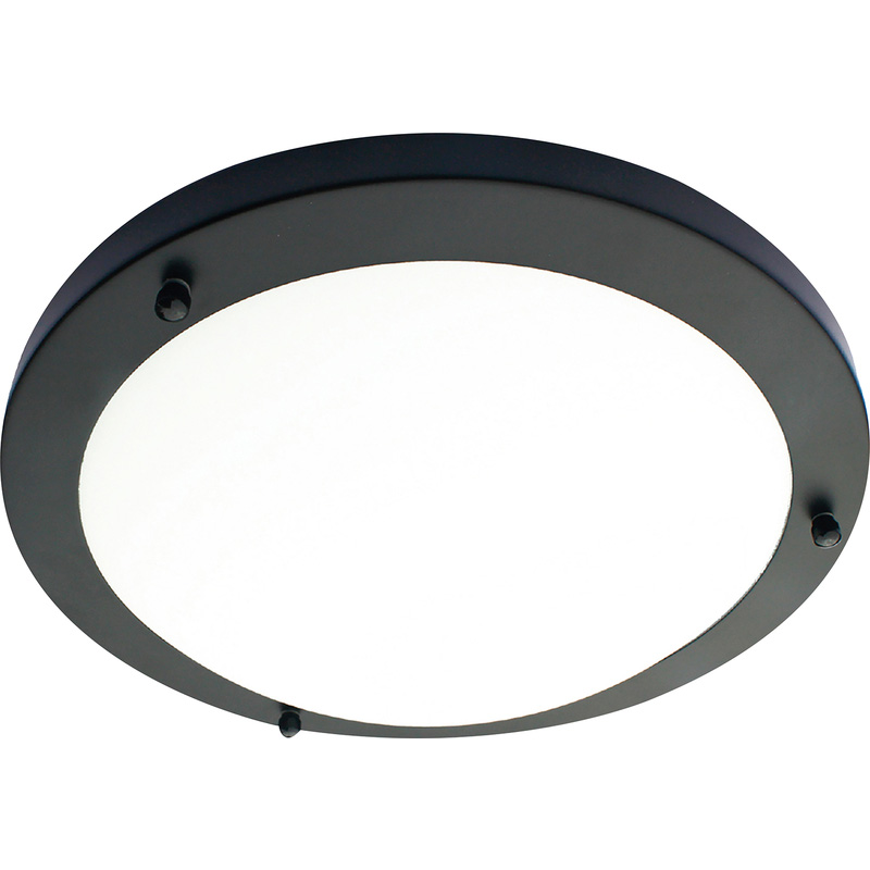 Delphi Flush LED Bathroom Ceiling Light IP44 Satin Black 18W 900lm 4000K