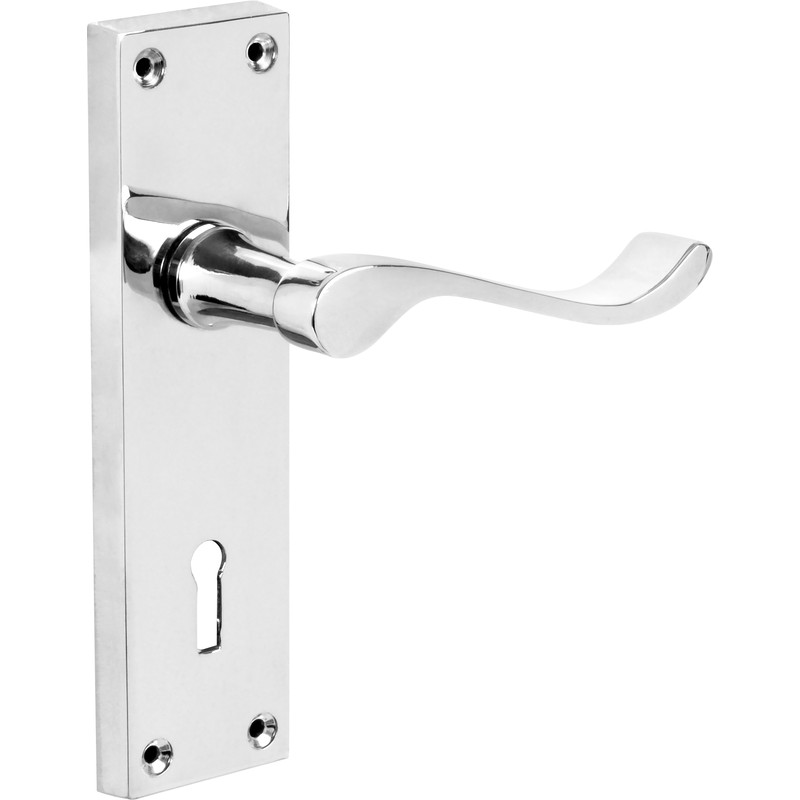 Victorian Scroll Door Handles Lock Polished