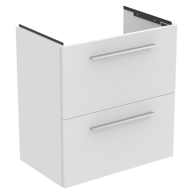 Ideal Standard i.life S Compact Wall Hung Vanity Unit with Basin Matt White 600mm with Brushed Chrome Handles
