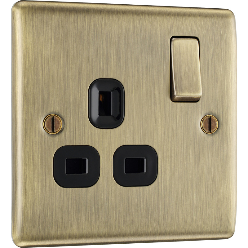 BG Antique Brass 13A DP Switched Socket 1 Gang