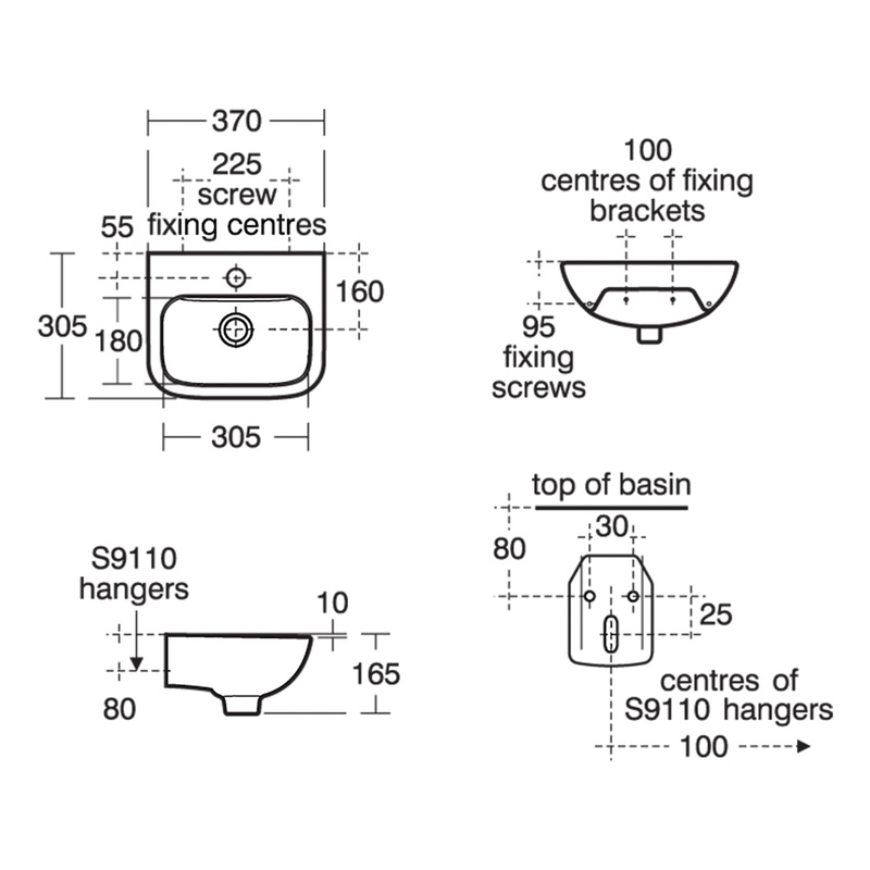 Armitage Shanks Contour 21 Cloakroom Basin 37cm 1 Tap Hole
