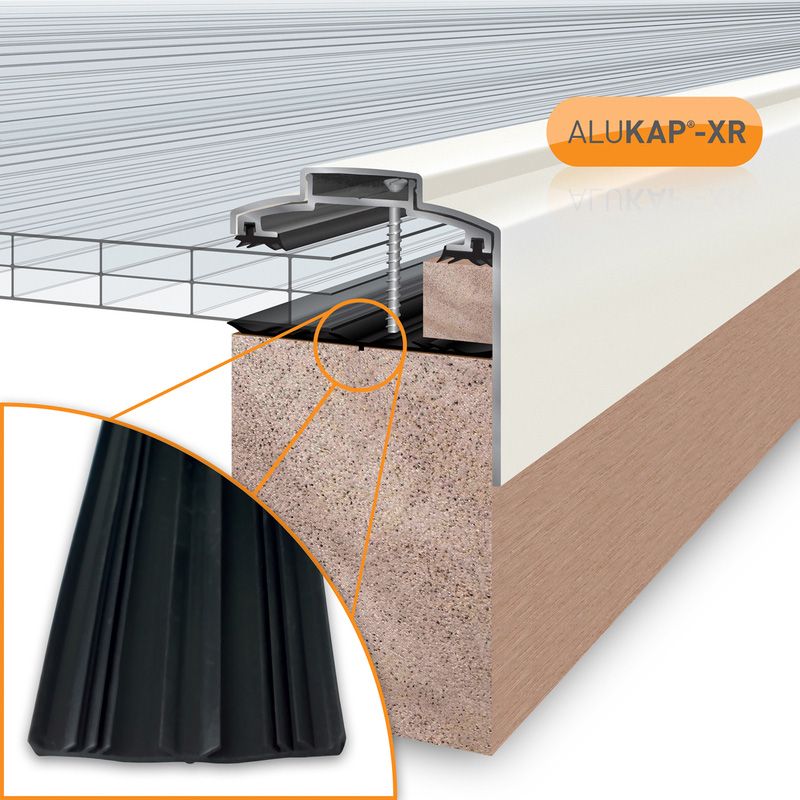 Alukap-XR Concealed Fix Gable Bar with Gasket White 3000mm
