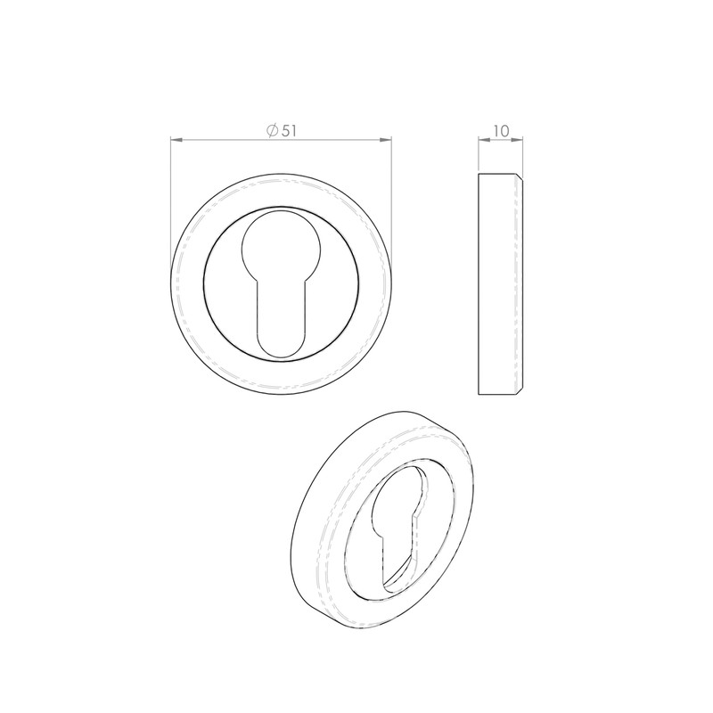 Serozzetta Euro Profile Escutcheon On Round Rose Polished Nickel
