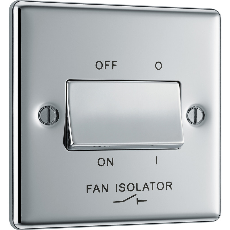 BG Polished Chrome Fan Isolator Switch 10A 3 Pole