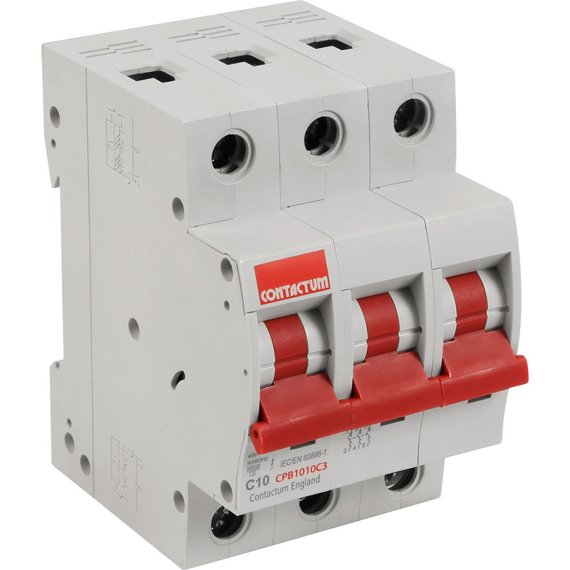 Contactum Triple Pole C Curve MCB 10A 10kA TP