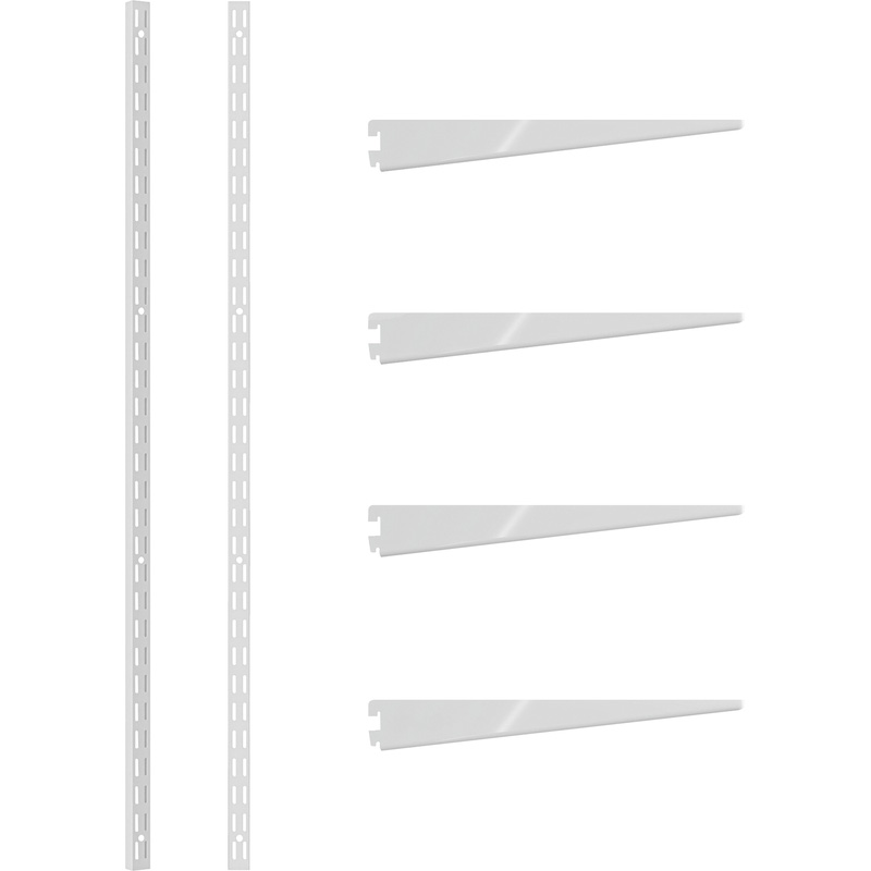 Rothley White Twin Slot Shelving Kit 1220mm Uprights (x2) & 320mm Brackets (x4)