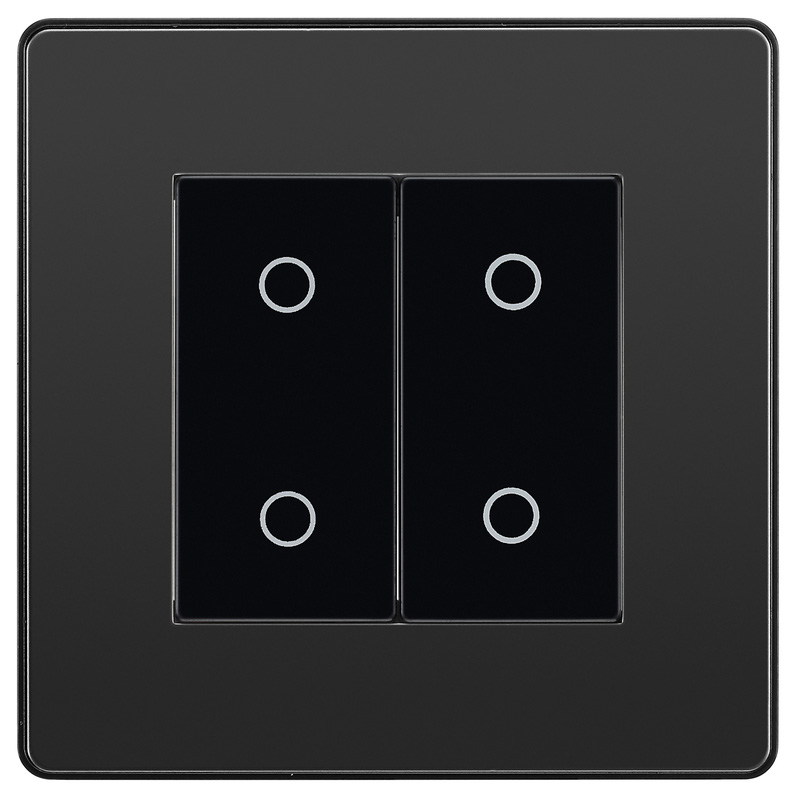 BG Evolve Black Chrome (Black Ins) 200W Double Touch Dimmer Switch, 2-Way Secondary