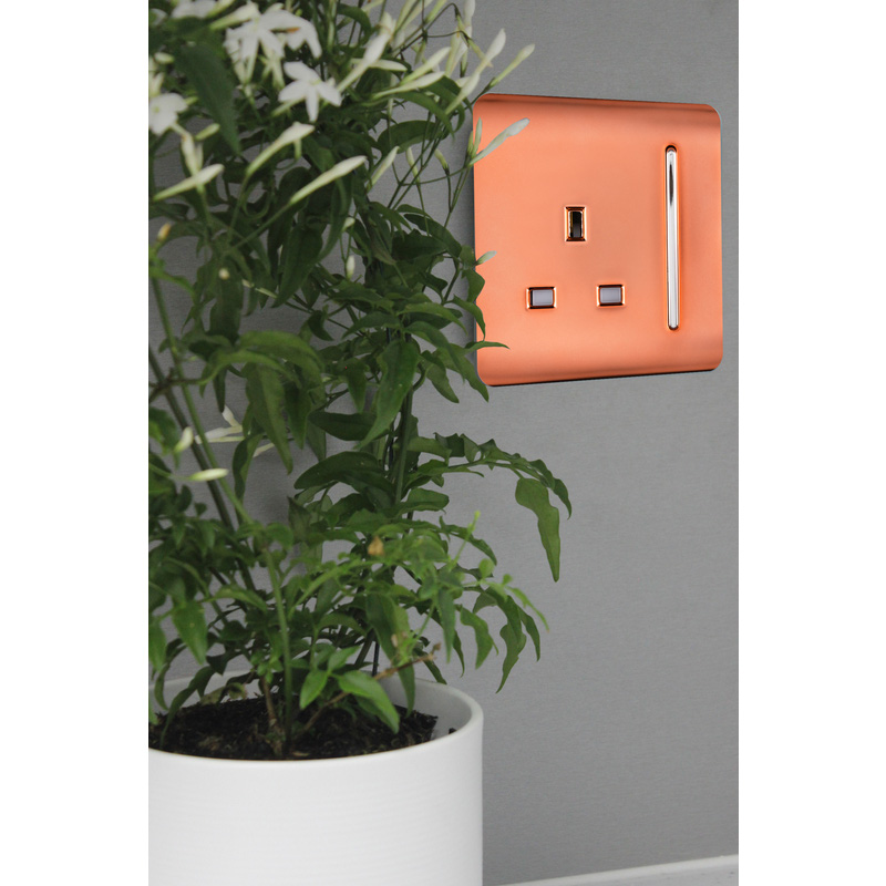 Trendiswitch Copper 1 Gang 13 Amp Switched Socket 1 Gang