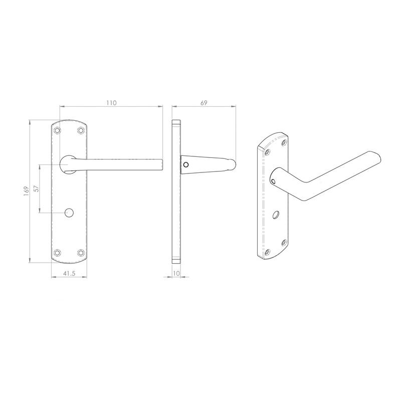 Serozzetta Uno Door Handles Bathroom Satin Chrome