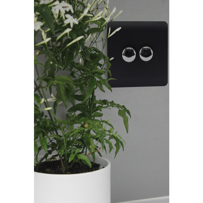 Trendiswitch Matt Black 2 Gang LED Dimmer Switch 2 Gang