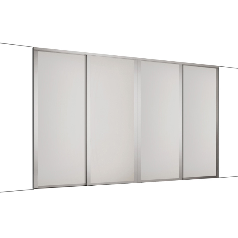 Spacepro Shaker 4 Door Sliding Wardrobe Kit Dove Grey 3506 x 2260mm