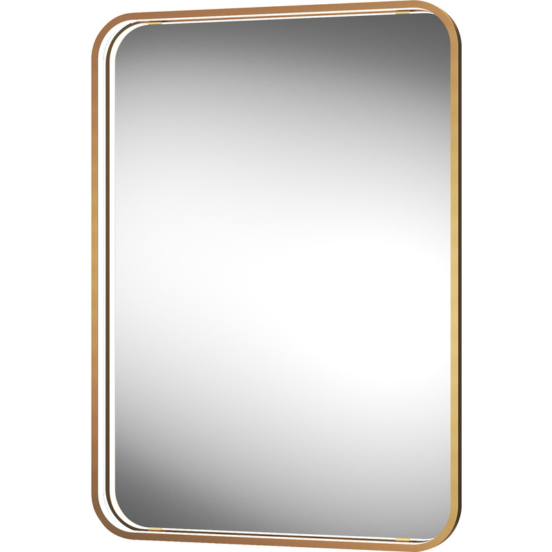Sensio Aspect Rectangular LED Bathroom Mirror Cool White Brushed Brass 700 x 500mm