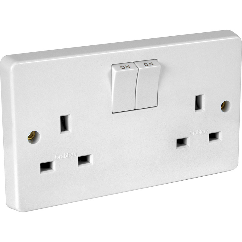 Crabtree Switched Socket 2 Gang Single Pole