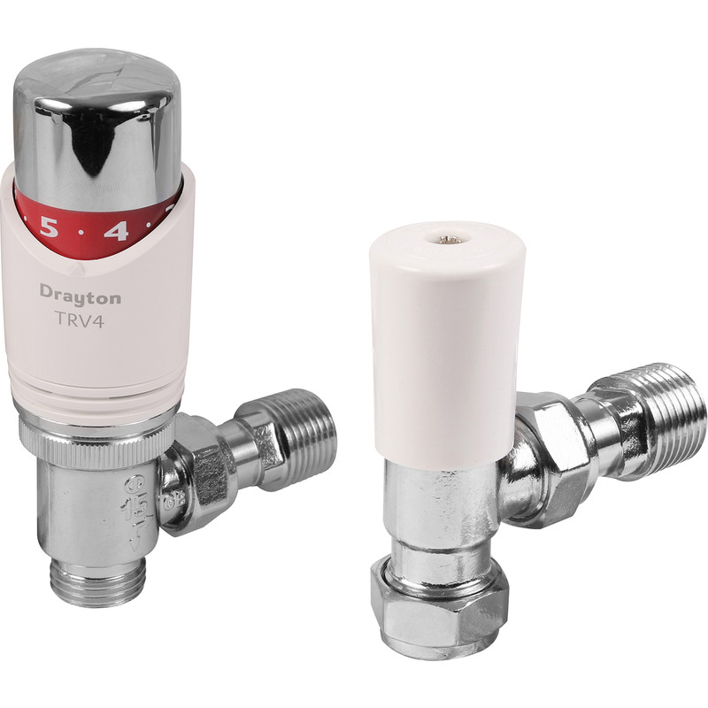 Drayton TRV4 Classic Thermostatic Radiator Valve 15mm Angled with Lockshield