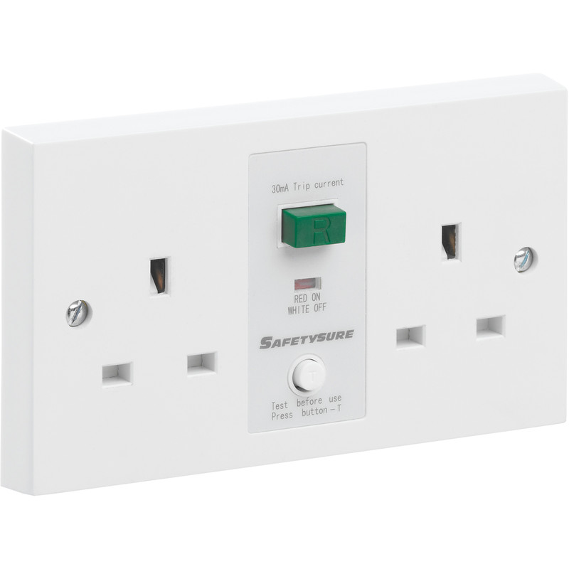 SafetySure RCD Socket White 2 Gang 13A 30mA