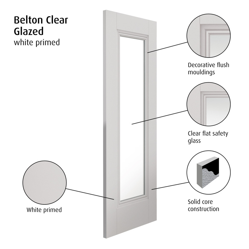 Belton 1lt Clear Primed White Internal Door 35 x 1981 x 762mm