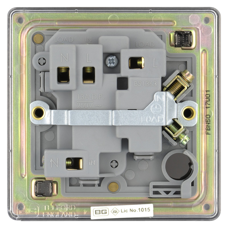 BG Screwless Flat Plate Black Nickel 13A Spur Unit Switched Fused