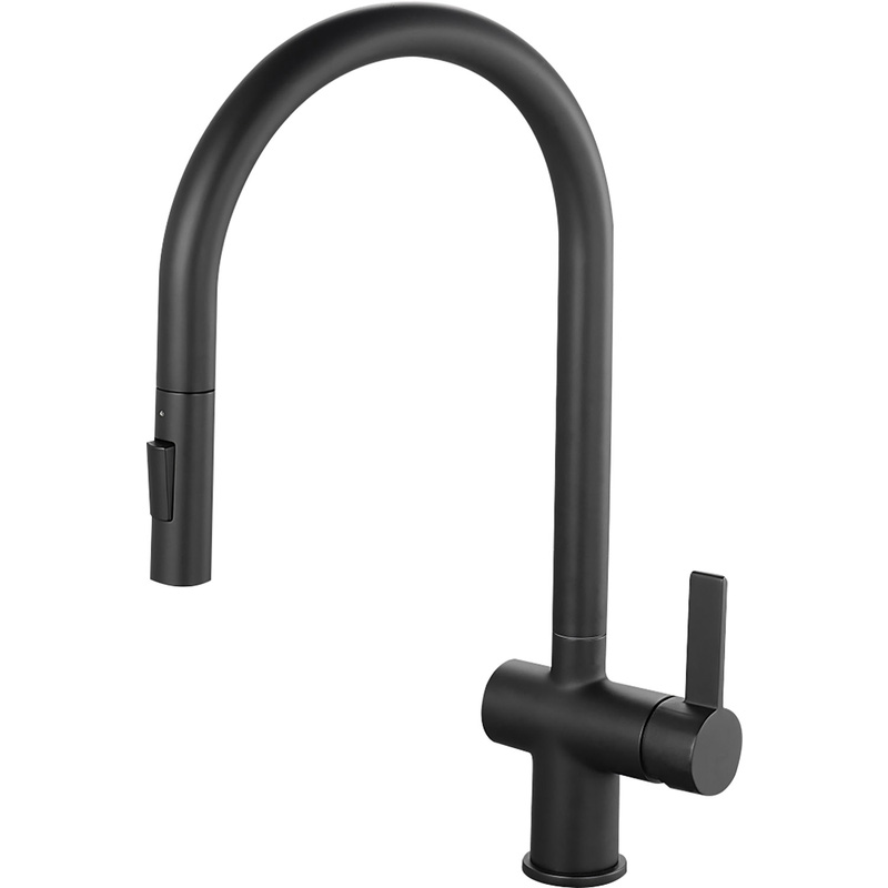 Deva Midford Pull Out Mono Mixer Kitchen Tap Black