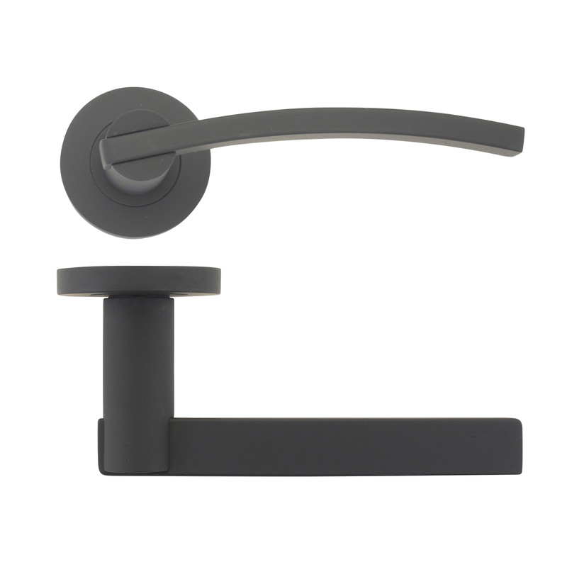 Stanza Adria Lever on Rose Door Handles Oscuro Matt Black