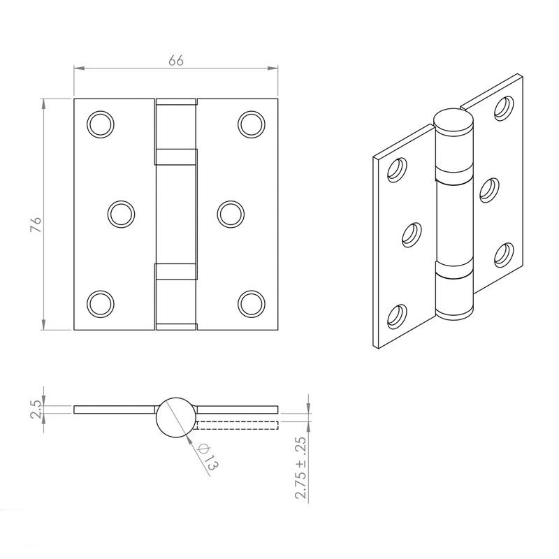 Eurospec Ball Bearing Hinge Grade 11 Satin Stainless Steel